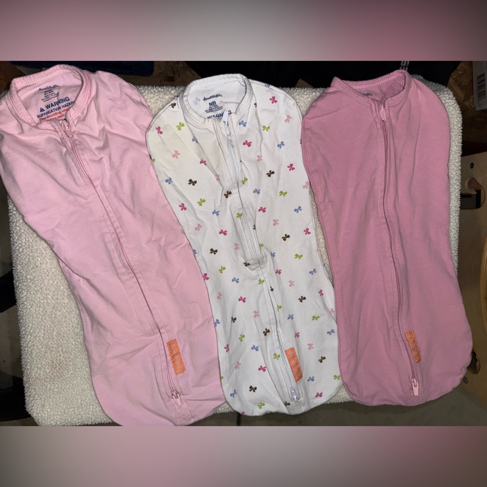Pink and White Baby Swaddle Set - newborn